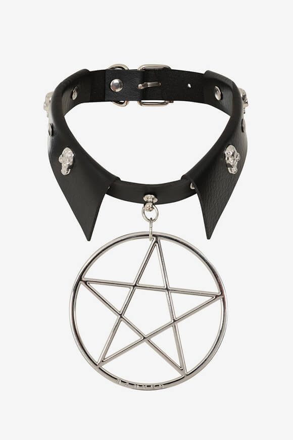 Banned Choker - Black + Silver Einheitsgroesse Damen