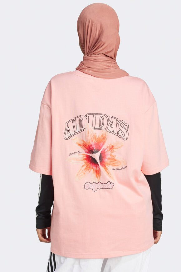 Adidas Originals Summer Glow Graphic Oversize T-Shirt - Semi Pink Spark M Damen
