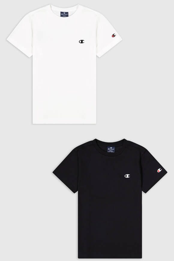 Champion T-Shirt Packung, 2 Stk. 2er-Pack, Kurzarm, mit Rundhalsausschnitt, aus Baumwolle