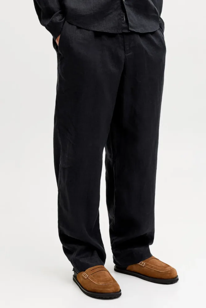 Jack & Jones JPSTKARL Chino Leinenhose - Black M Herren