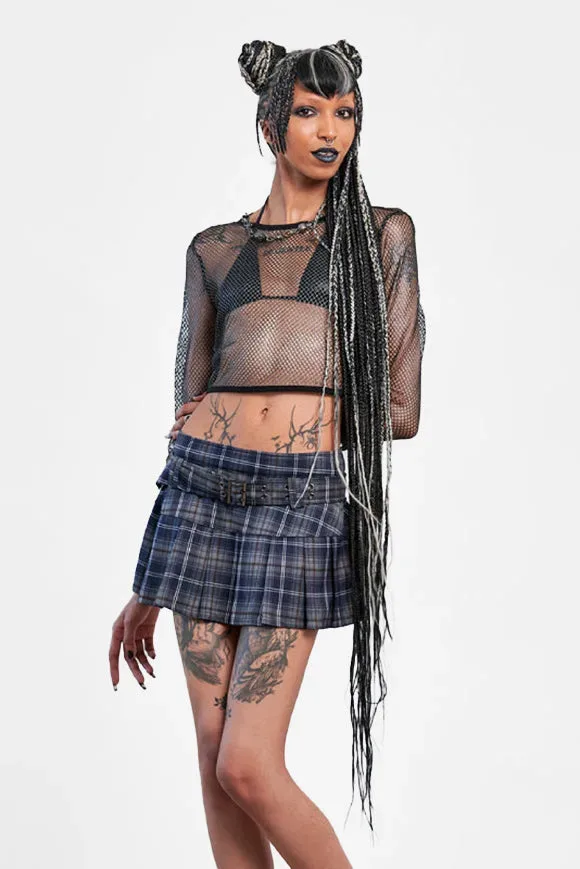 Banned Minirock - Grey + Blue S Damen