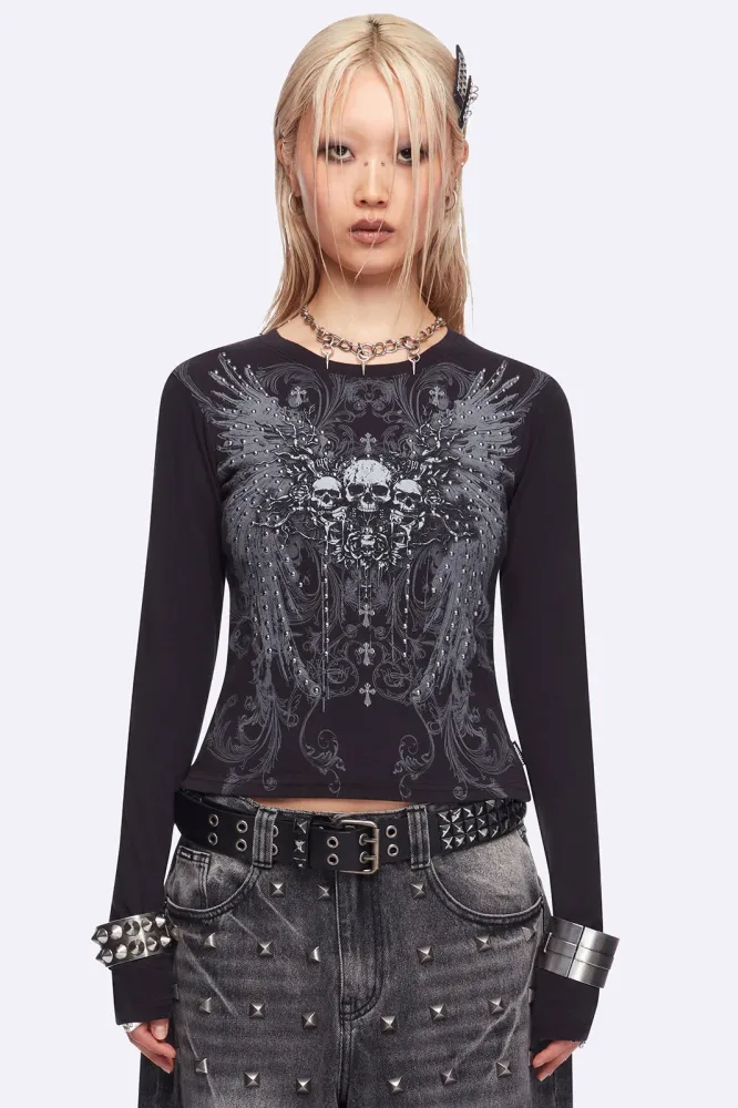 Minga London Graveborn Langarmshirt - Black M Damen