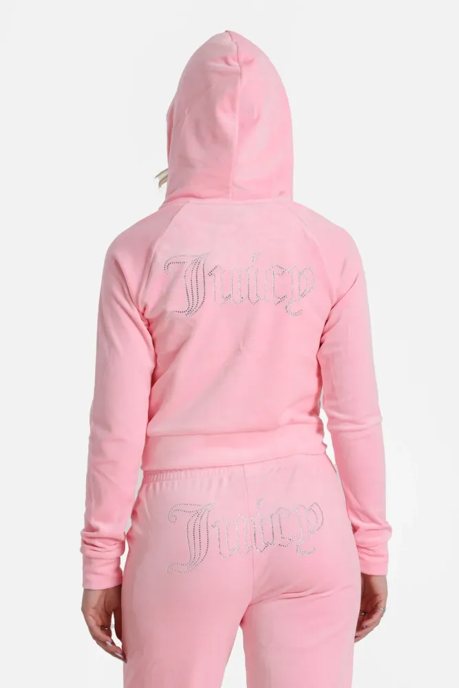 Juicy Couture Madison Samt Crop Jacke - Cotton Candy XS Damen