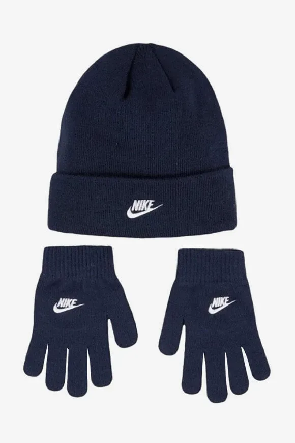 Nike Set: Beanie und Handschuhe - Obsidian Einheitsgroesse Kids