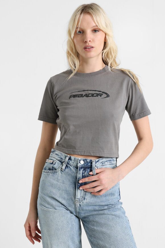 Pegador Naomi Crop T-Shirt - Washed Deep Grey S Damen