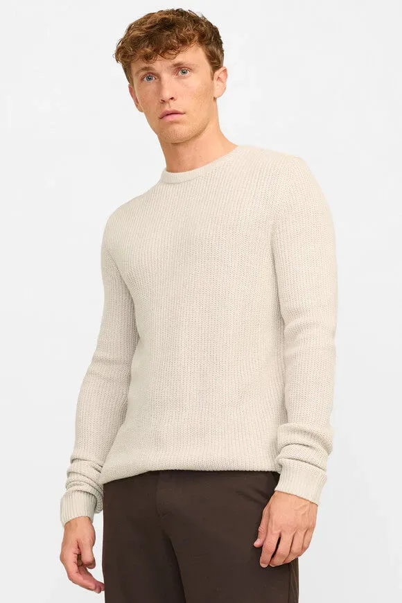 Jack & Jones Elewis Gerippter Strickpullover - Moonbeam M Herren