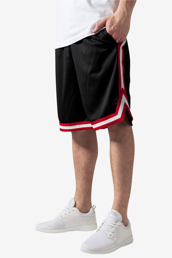 Urban Classics Stripes Mesh Shorts - Black + Red + White L Herren