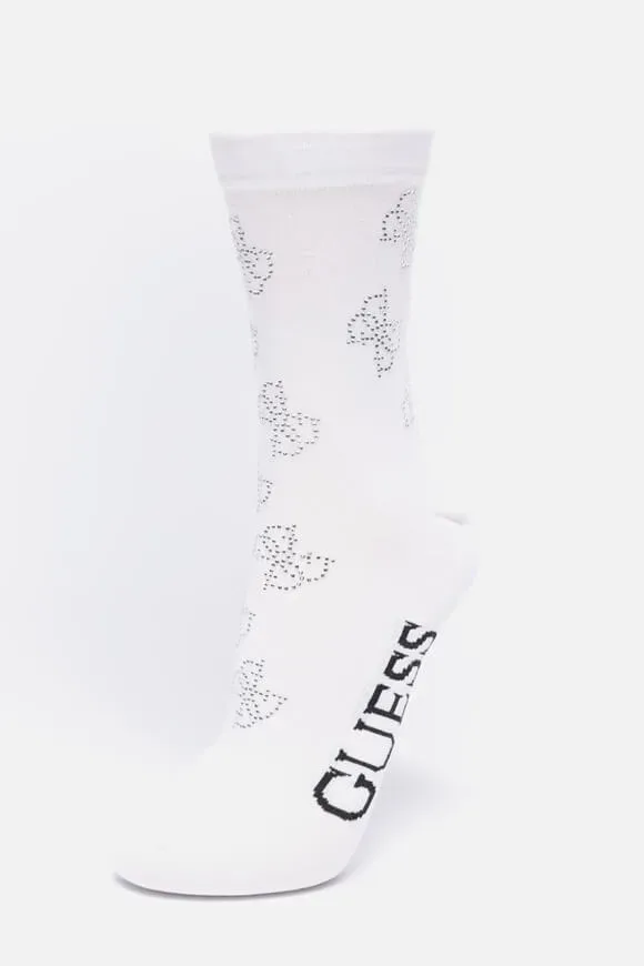 Guess Socken mit Strass - Pure White Einheitsgroesse Damen