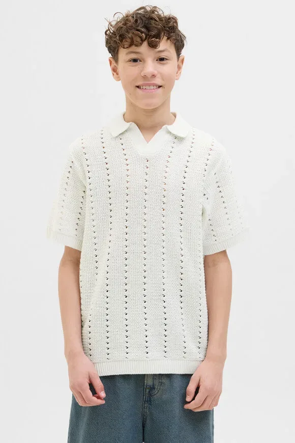Jack & Jones Junior JORPAROS Strick Poloshirt - Sea Salt 152 Kids