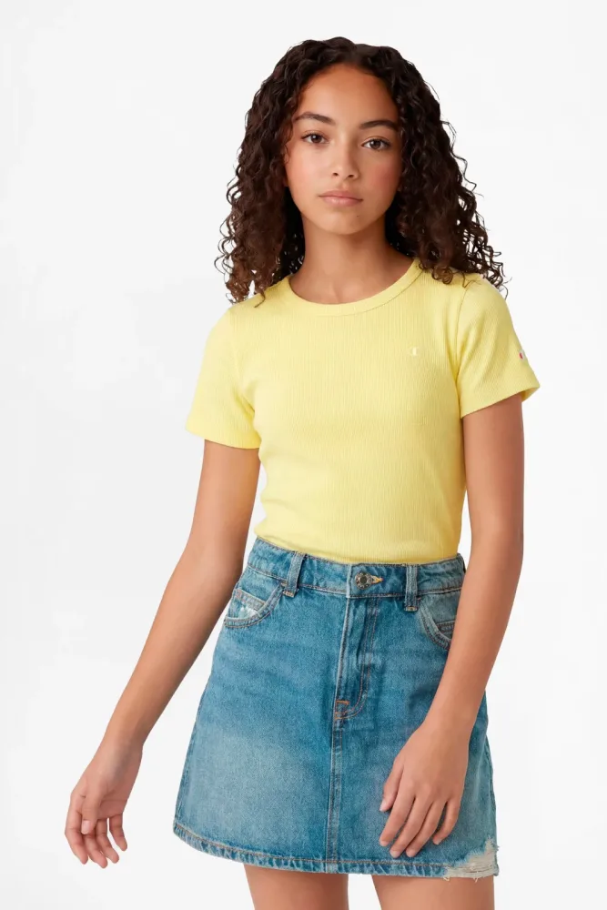 Champion Geripptes T-Shirt - Yellow M Kids