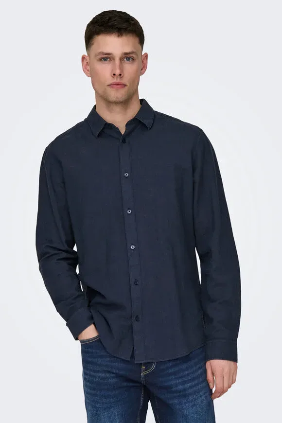 Only & Sons ONSCAIDEN Leinenhemd - Night Sky M Herren