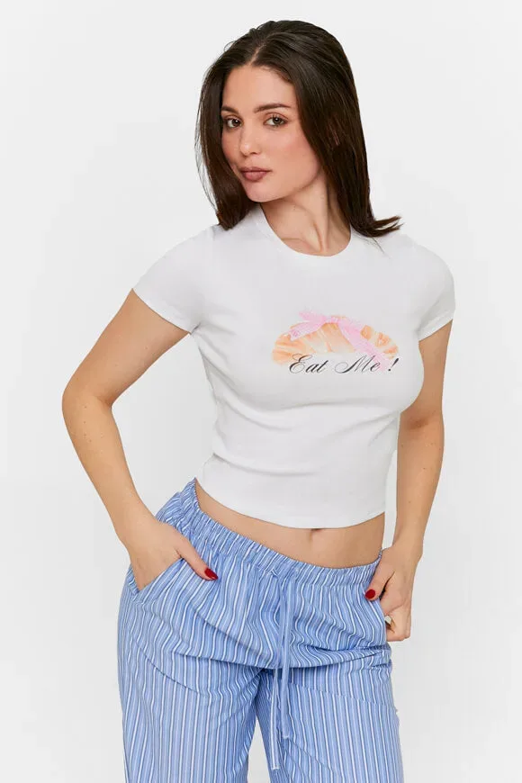 Tally Weijl Crop T-Shirt - White S Damen
