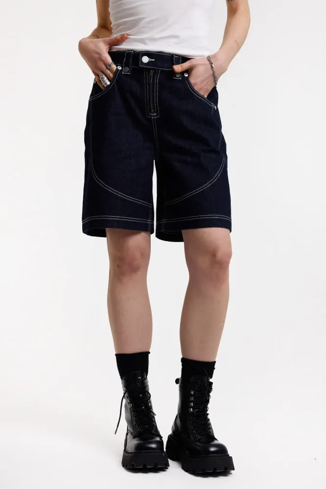 The Ragged Priest Kid Jeans Bermudashorts - Dark Indigo Wash 24 Damen