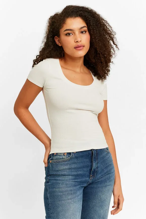 Tally Weijl Geripptes T-Shirt - Offwhite XS Damen