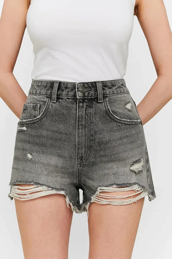 Tally Weijl Mom Fit Jeanshorts - Dark Grey Denim 34 Damen