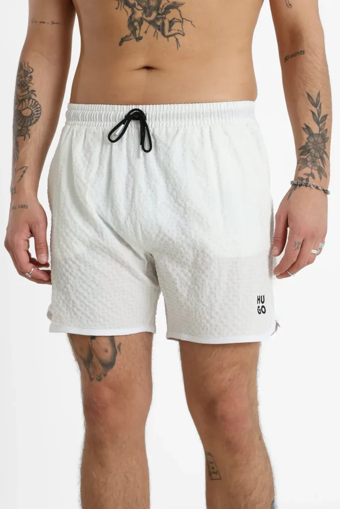 Hugo Red Chaffle Badeshorts - White S Herren