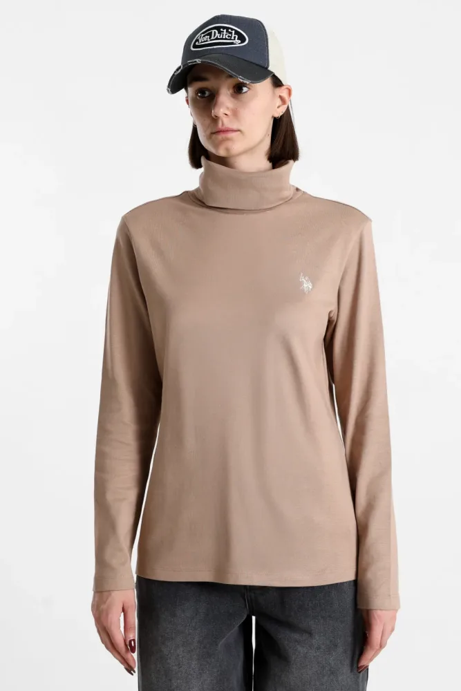U.S. Polo Assn. Jane Rollkragen Langarmshirt - Beige S Damen