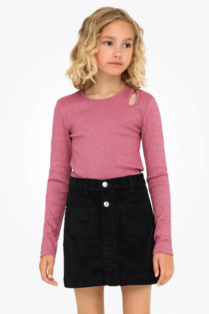 Only KOGTRINNY Geripptes Glitzer-Langarmshirt - Rose Wine 146-152 Kids