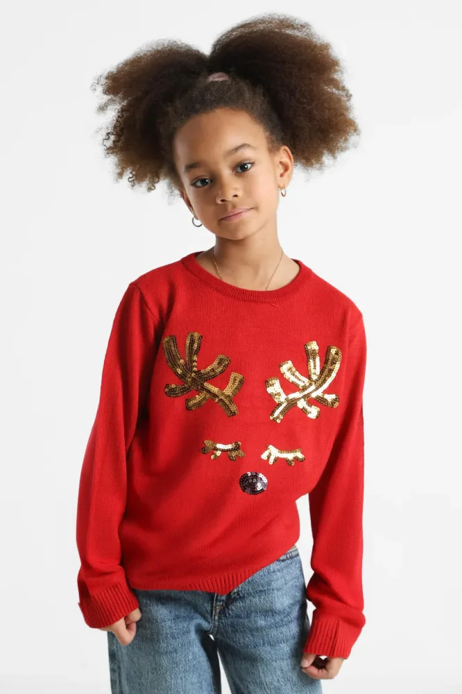 Only KOGXMAS SHINE Weihnachtsstrickpullover - Salsa 146-152 Kids