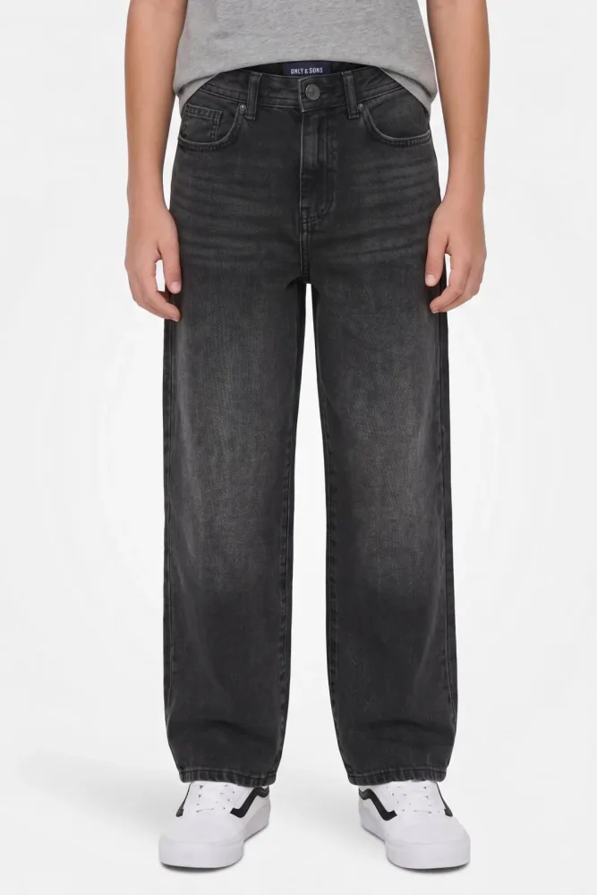 Only & Sons Junior OSJFADE Loose Fit Jeans - Washed Black 140 Kids
