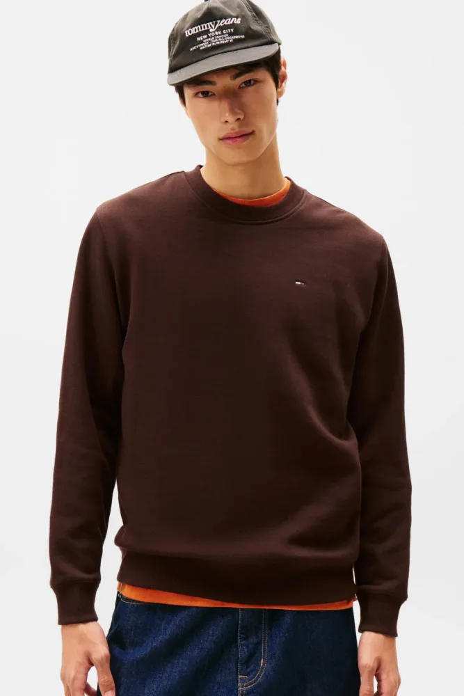 Tommy Jeans Flag Fleece Sweatshirt - Rich Brown S Herren