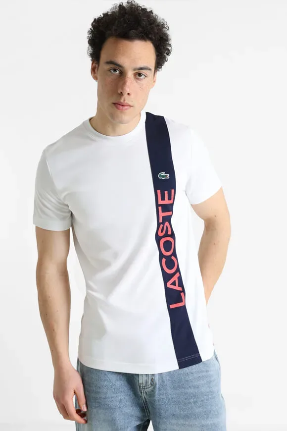 Lacoste Mesh T-Shirt - White + Navy L Herren