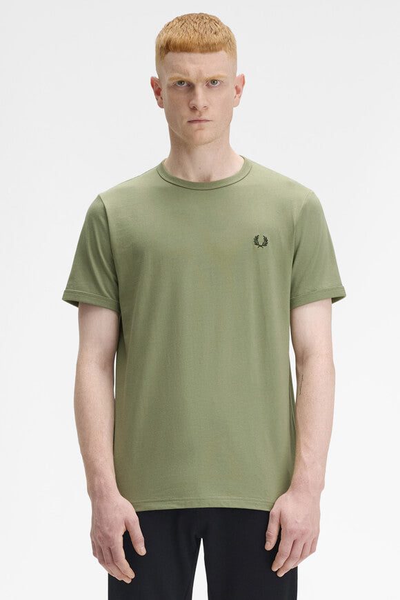 Fred Perry Ringer T-Shirt - Olive Mint M Herren