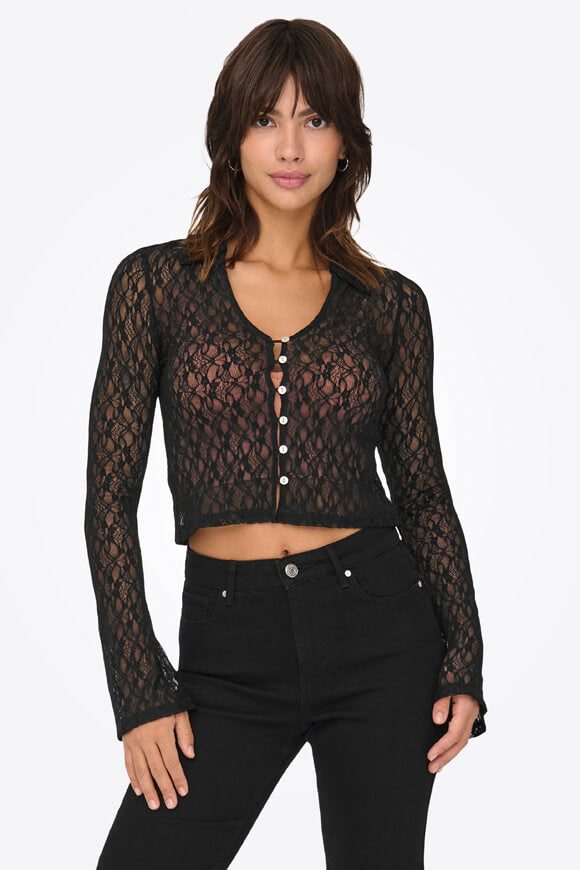 Only Pulse Life Spitzen Crop Bluse - Black XS Damen