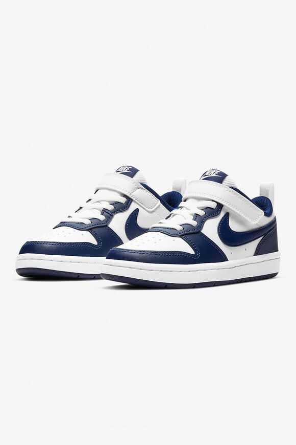 Nike Court Borough 2 Kids Sneaker - White + Blue Void + Signal Blue EU31