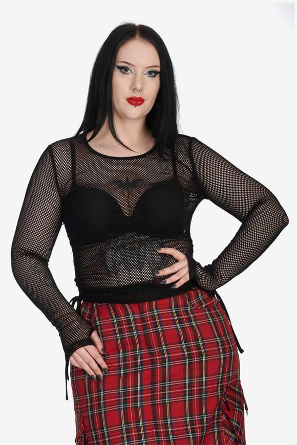 Banned Groove Elegy Netz Langarmshirt - Black XS Damen