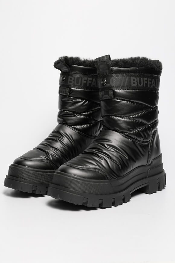 Buffalo Vegan Aspha Quilt Gefütterte Plateau Stiefelette - Schwarz EU36 Damen