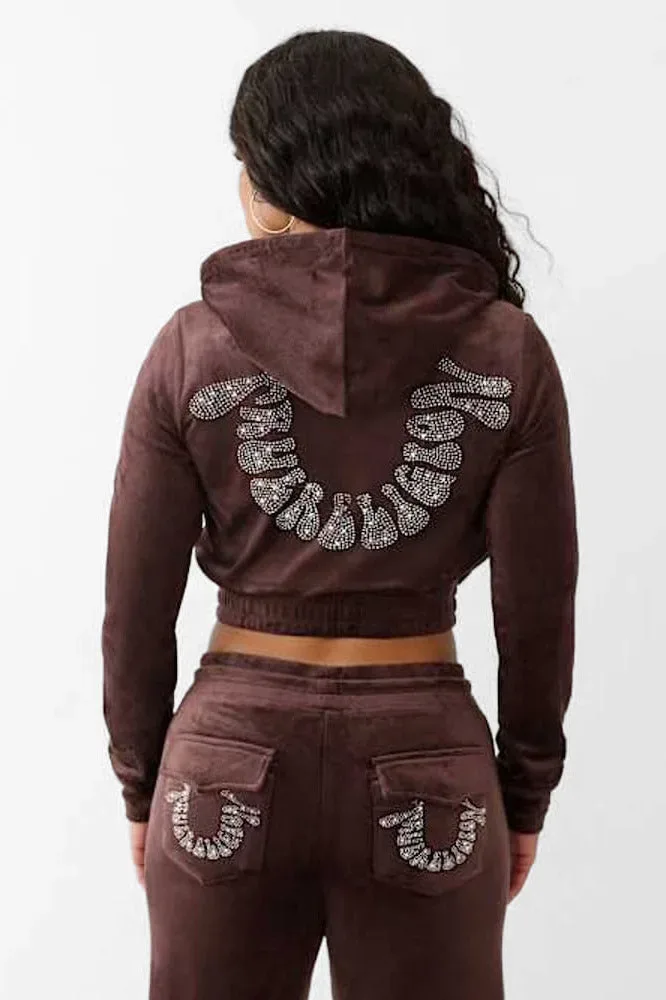 True Religion Samt Crop Jacke - Fudge XS Damen