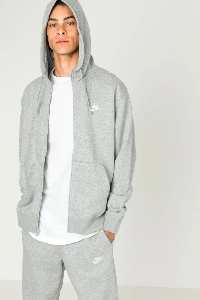 Nike Sportswear Club Kapuzensweatjacke - Grey Heather XS Herren