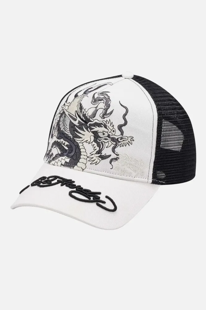 Ed Hardy Trucker Cap / Snapback - White + Black Einheitsgroesse Herren