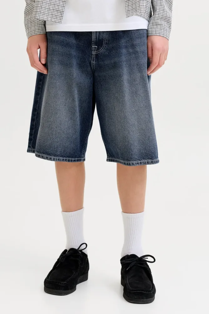 Jack & Jones Junior JJIRON Extra Baggy Fit Jeans Bermudashorts - Blue Denim 146 Kids