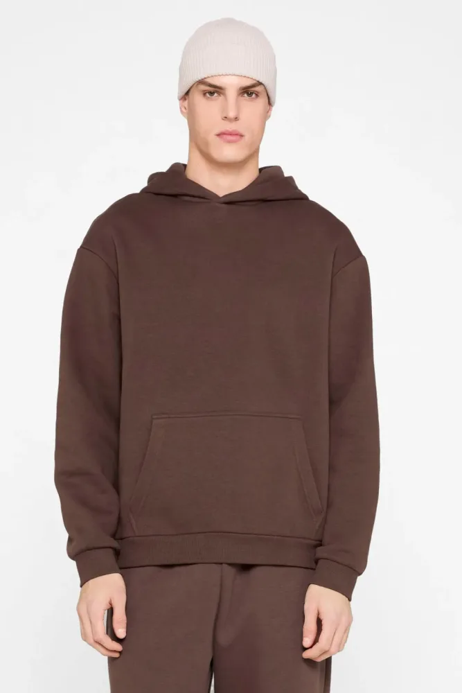 Urban Classics Fluffy Kapuzensweatshirt - Chocolatebrown XS Herren