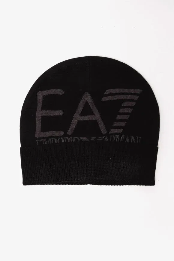EA7 Emporio Armani Beanie - Black + Asphalt M Herren