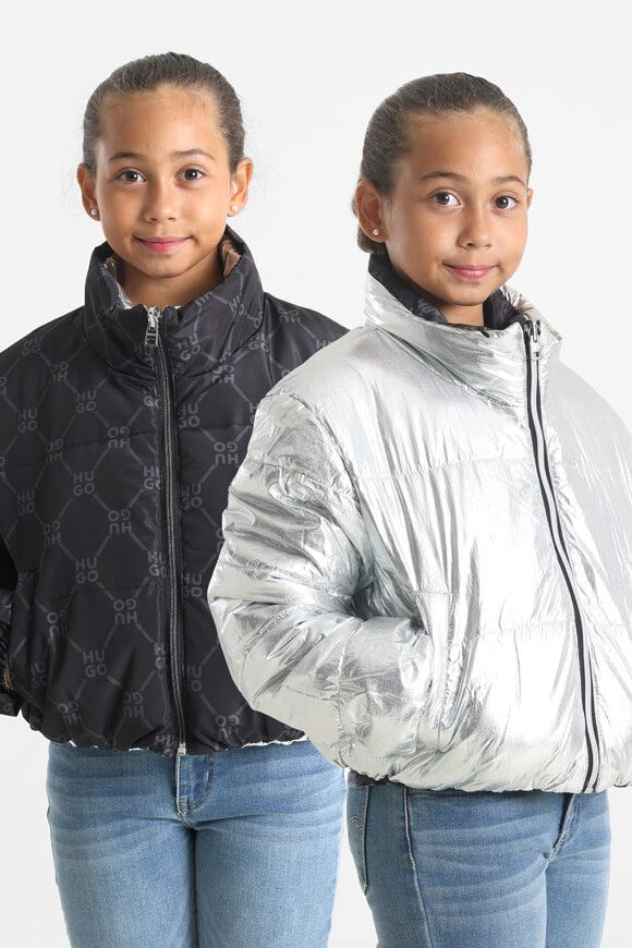 Hugo Crop Puffer Wendejacke - Black + Silver 14 Kids