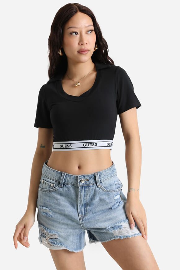 Guess Crop T-Shirt - Jet Black S Damen