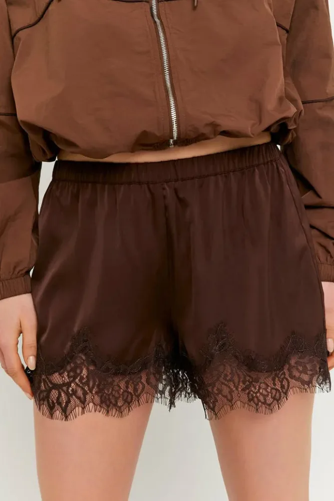 Tally Weijl Satin Shorts - Dark Brown 36 Damen