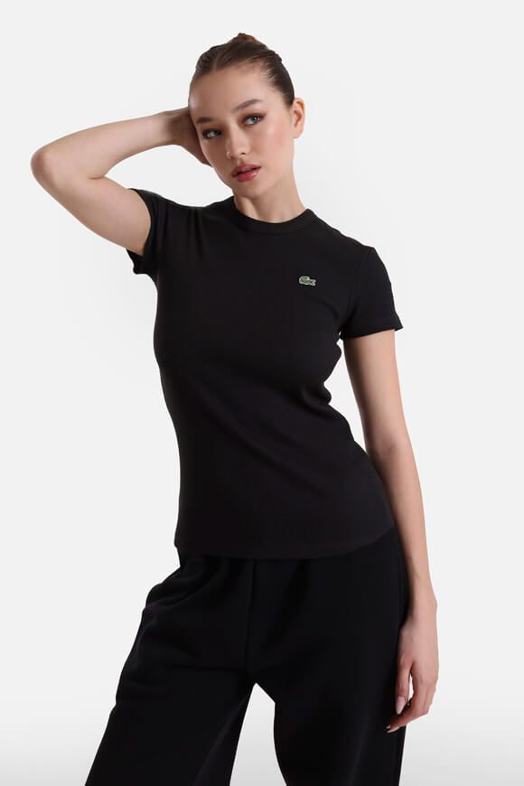 Lacoste Geripptes T-Shirt - Black 32 Damen