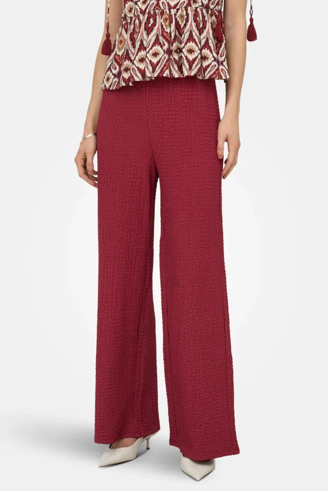 Only ONLERIKKA Wide Leg Hose n Crinkle-Optik - Brick Red XS Damen