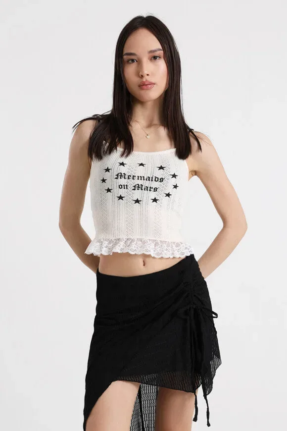 Basic Pleasure Mode Strick Crop Trägertop - Cream M Damen