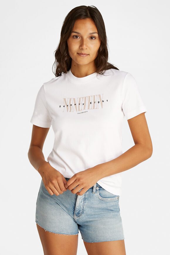 Calvin Klein Jeans Graphic T-Shirt - Brilliant White XS Damen