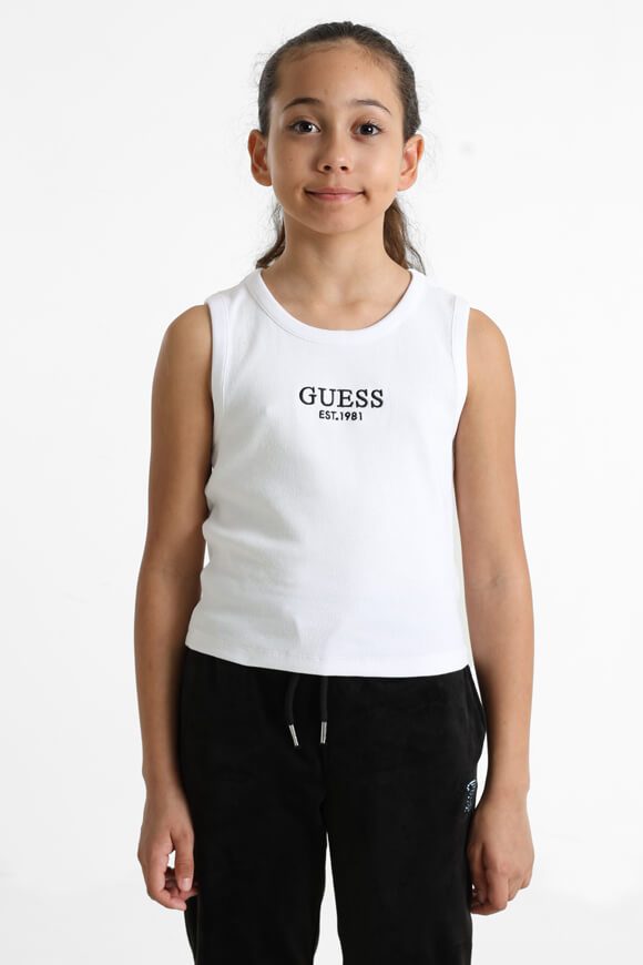 Guess Geripptes Tanktop - Pure White 14 Kids