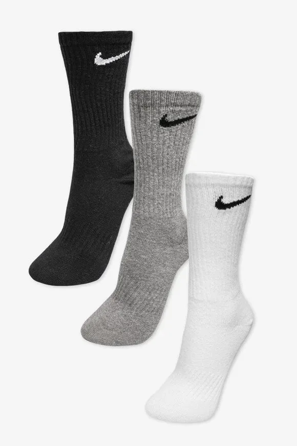 Nike Dreierpack Socken - Grau meliert + Schwarz + Weiss EU38-42