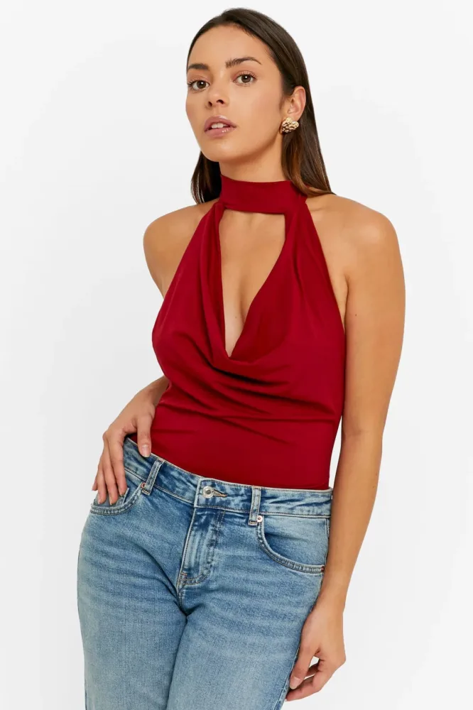 Tally Weijl Neckholder-Body - Burgundy XS Damen