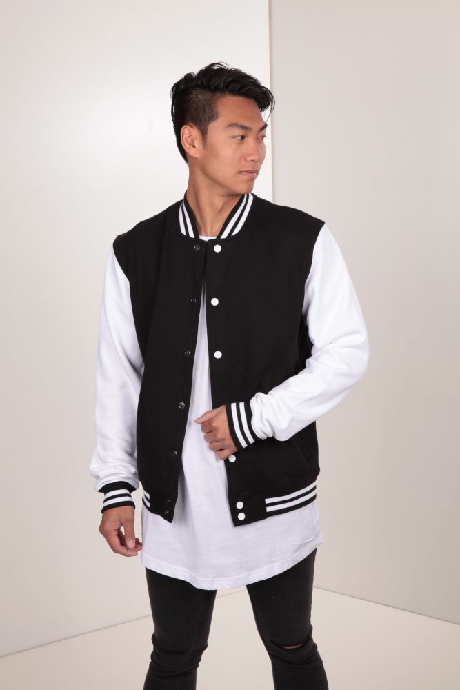 Urban Classics College-Sweatjacke - Schwarz + Weiss XS Herren