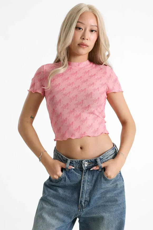 Hugo Blue Daleana B Crop Mesh T-Shirt - Pink S Damen