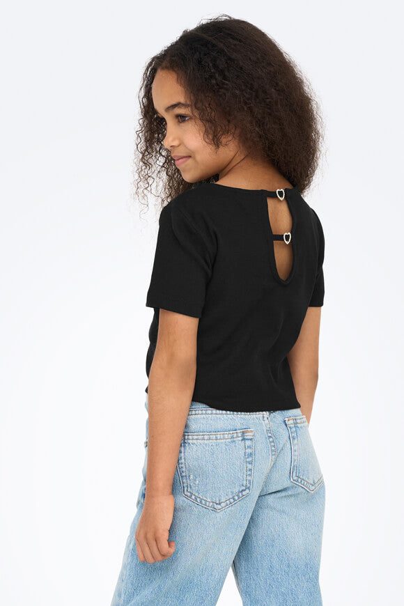 Only Grene Life geripptes Crop T-Shirt - Black 146-152 Kids